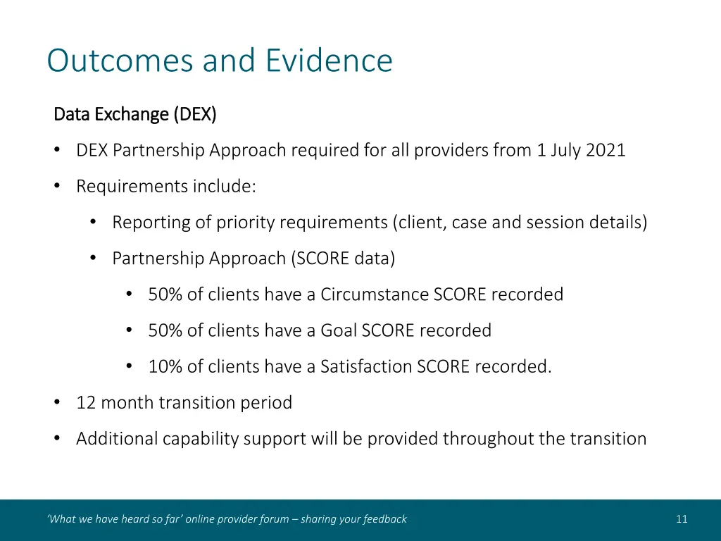 outcomes and evidence 1
