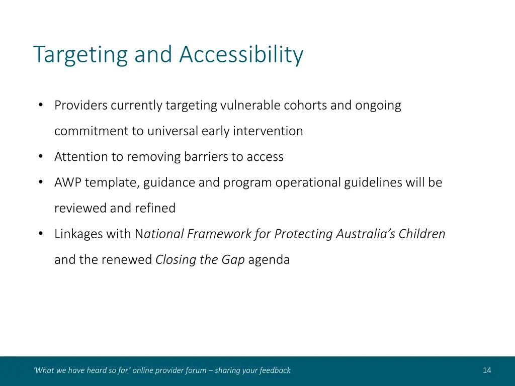 targeting and accessibility