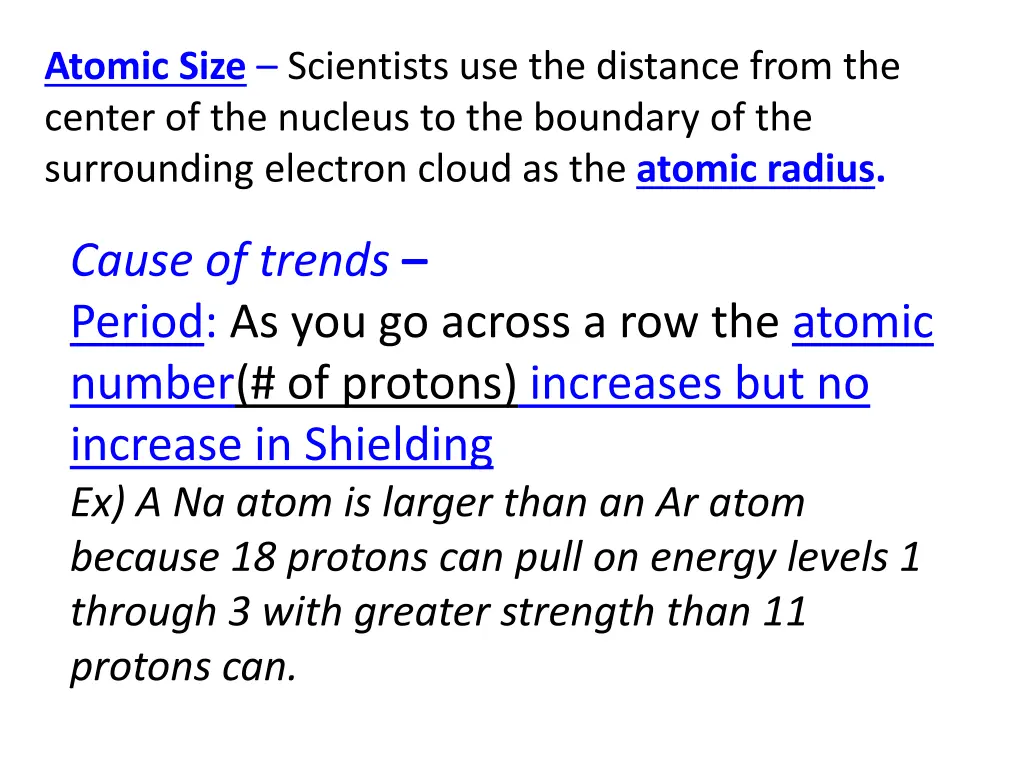 atomic size scientists use the distance from