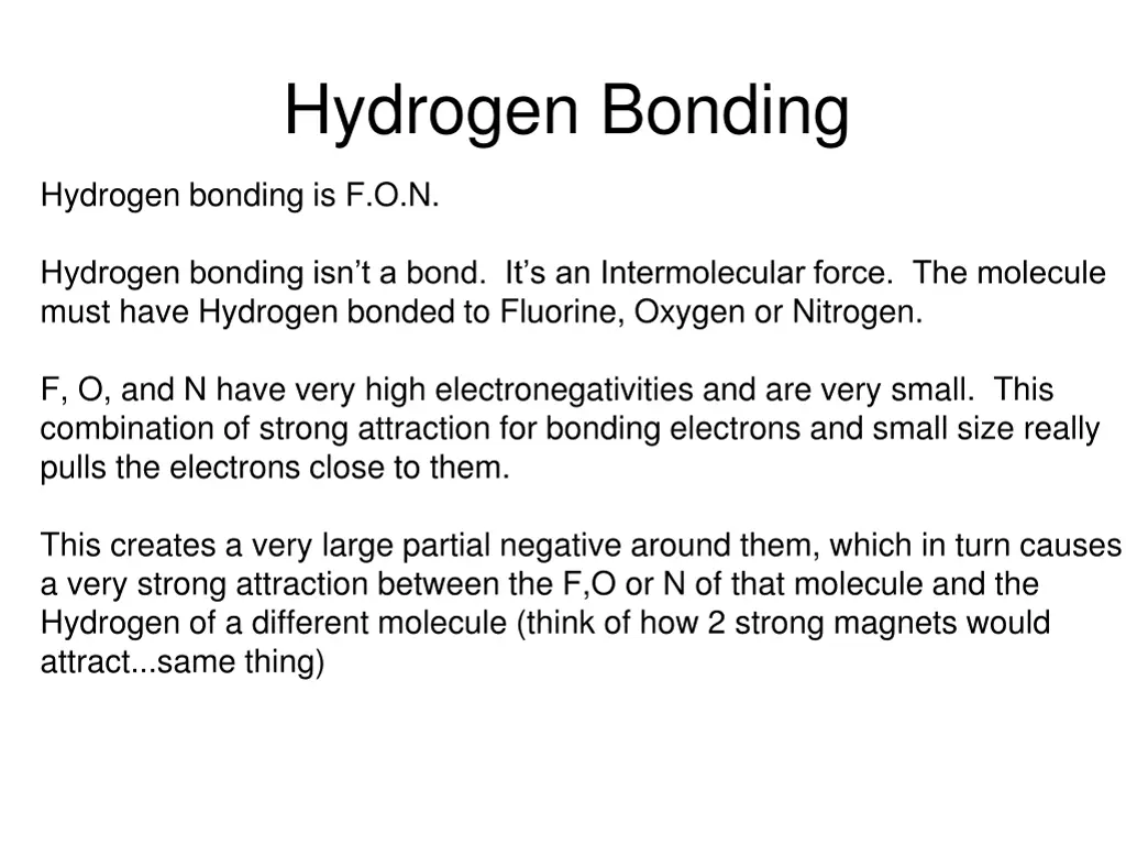 hydrogen bonding