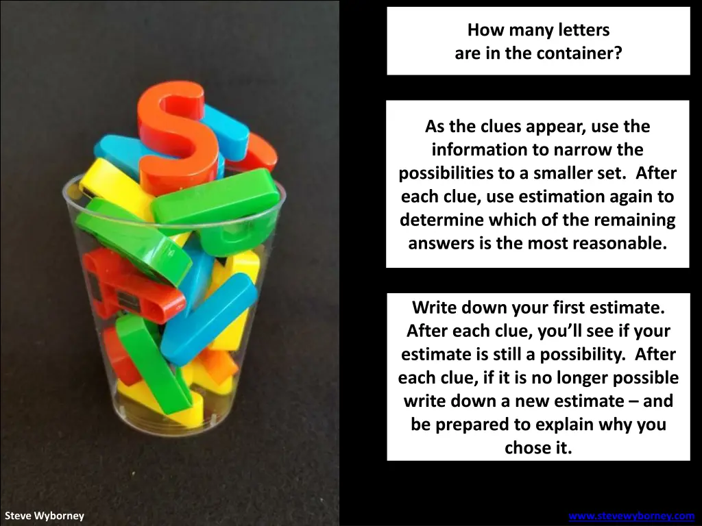 how many letters are in the container