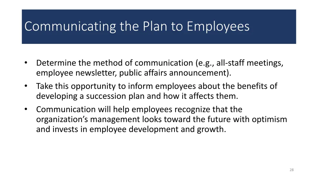 communicating the plan to employees