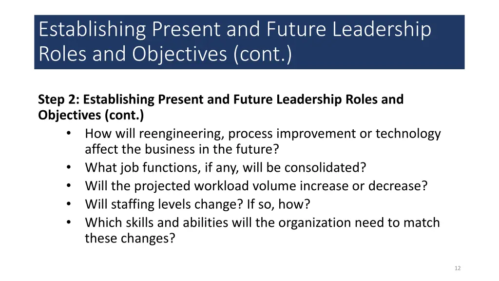 establishing present and future leadership roles 1