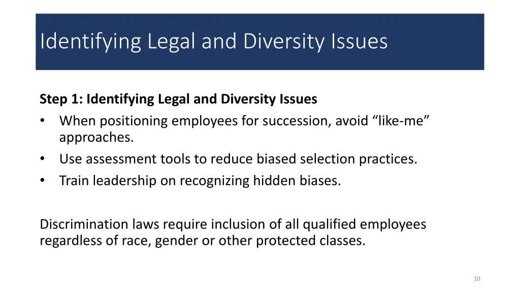 identifying legal and diversity issues