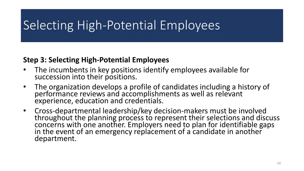 selecting high potential employees