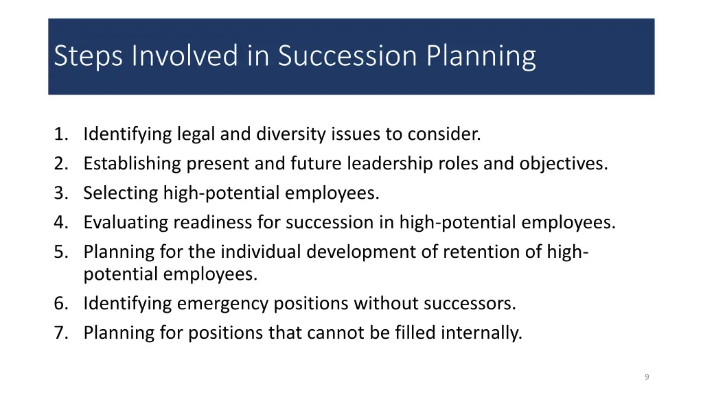 steps involved in succession planning