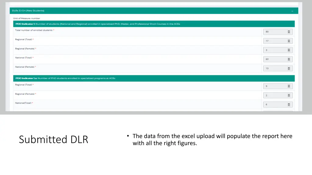 the data from the excel upload will populate