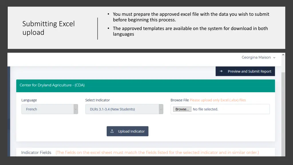 you must prepare the approved excel file with