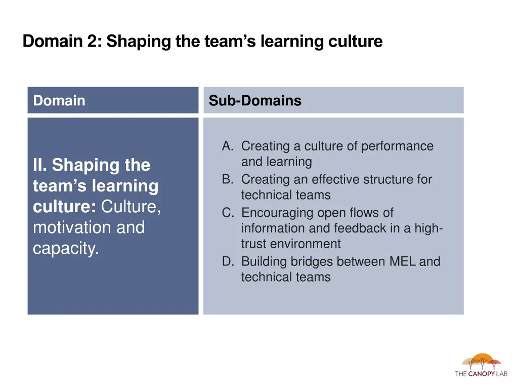 domain 2 shaping the team s learning culture