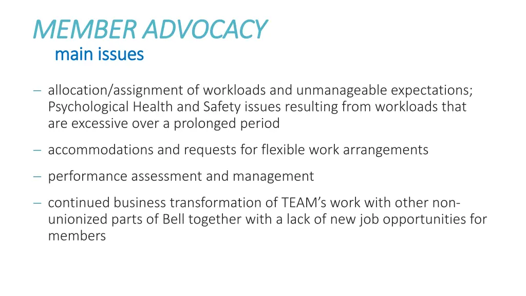 member advocacy member advocacy