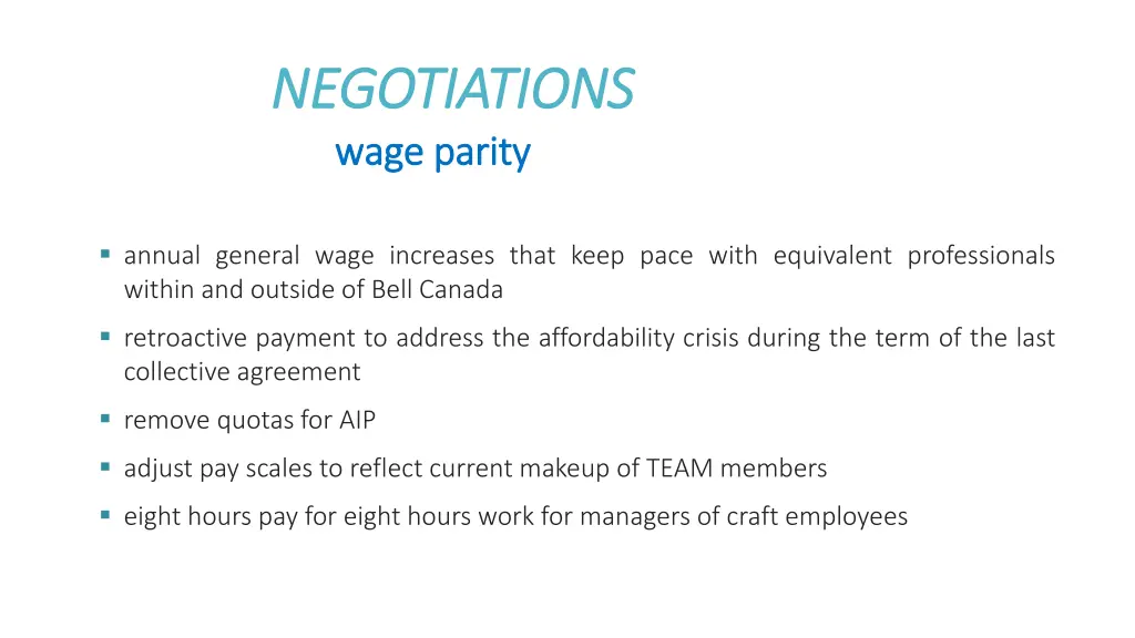 negotiations negotiations wage parity wage parity