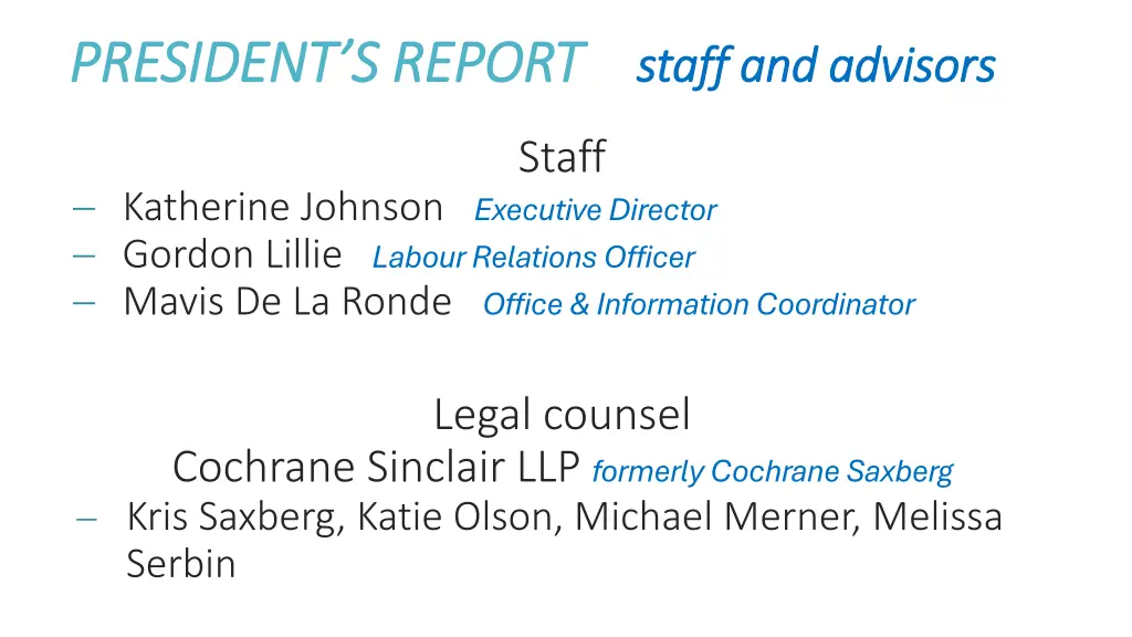 president s report president s report staff