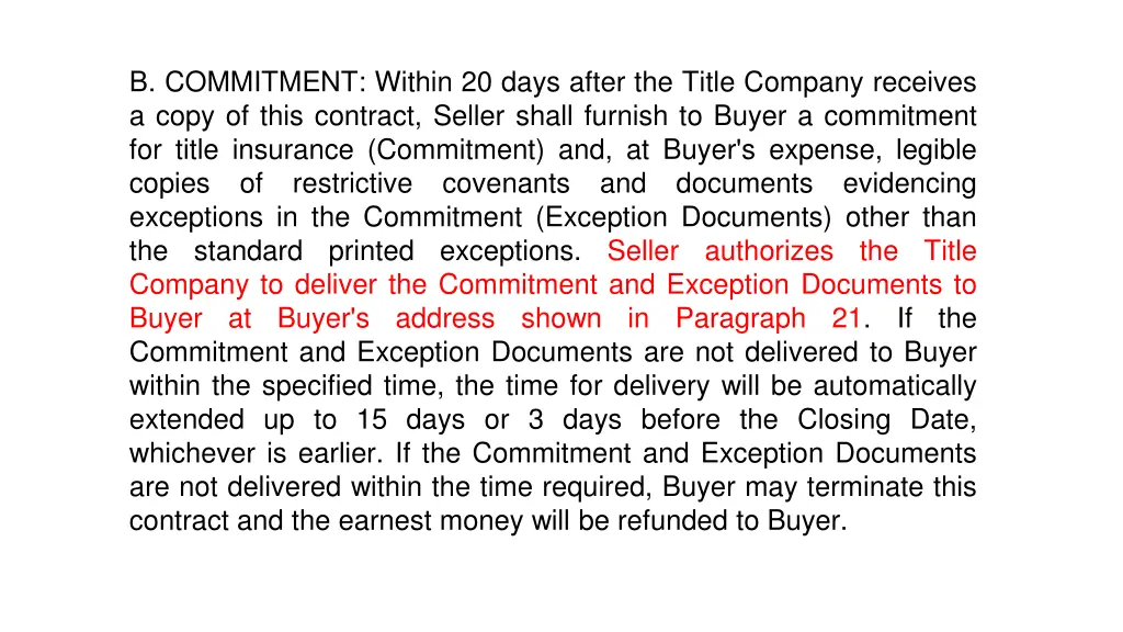 b commitment within 20 days after the title 1
