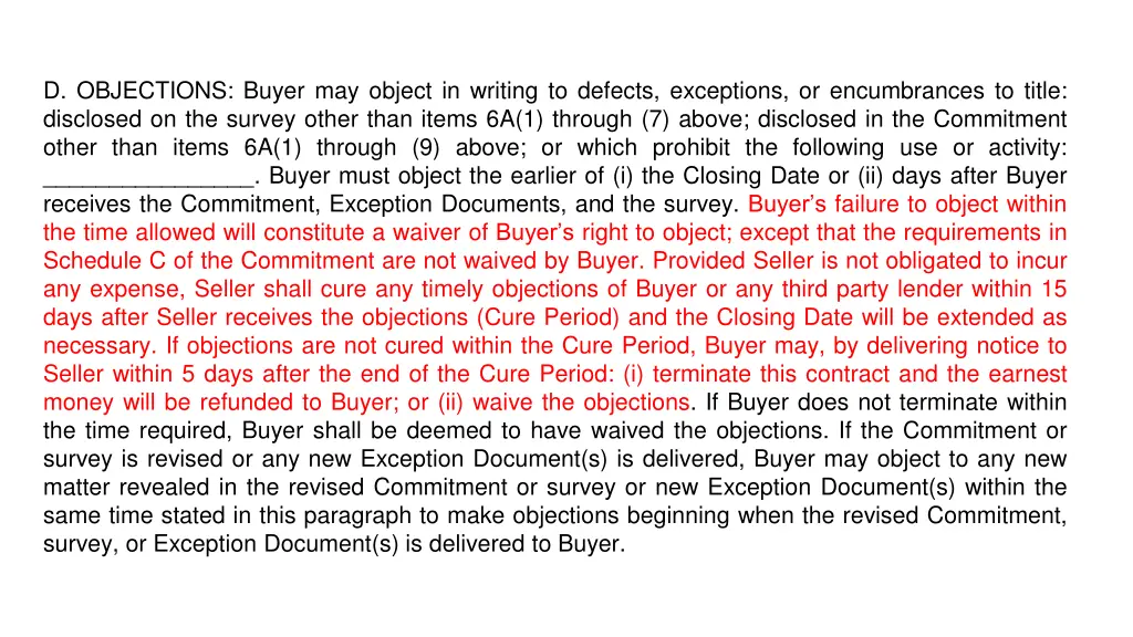 d objections buyer may object in writing 1