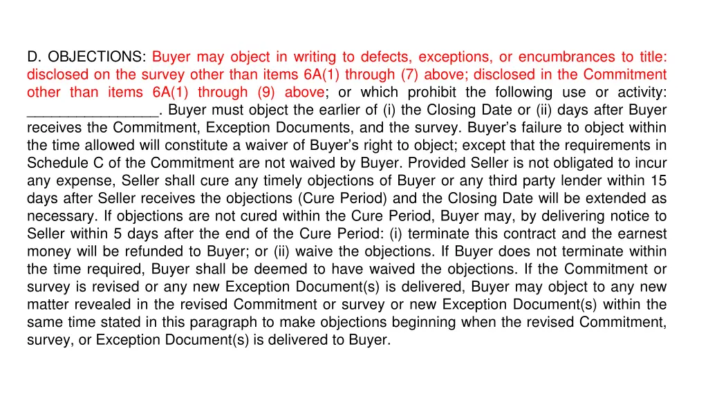 d objections buyer may object in writing