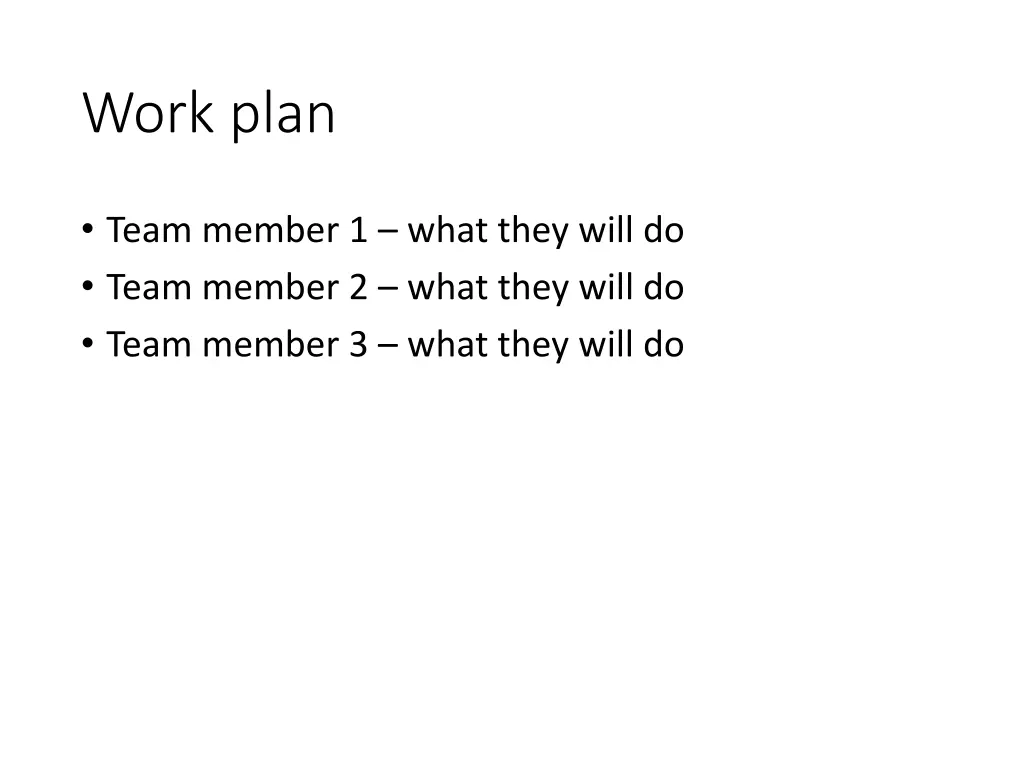 work plan