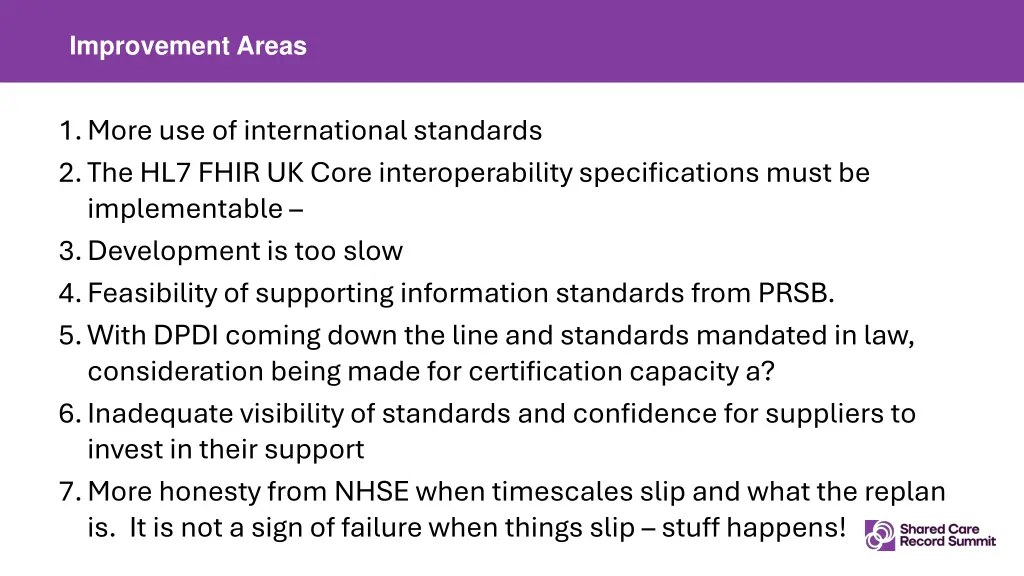 improvement areas