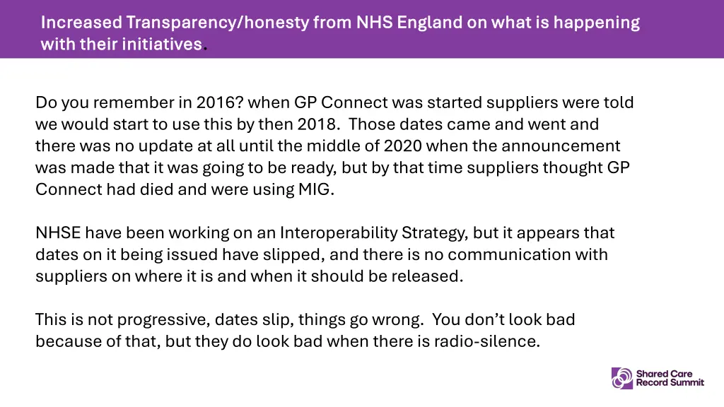increased transparency honesty from nhs england