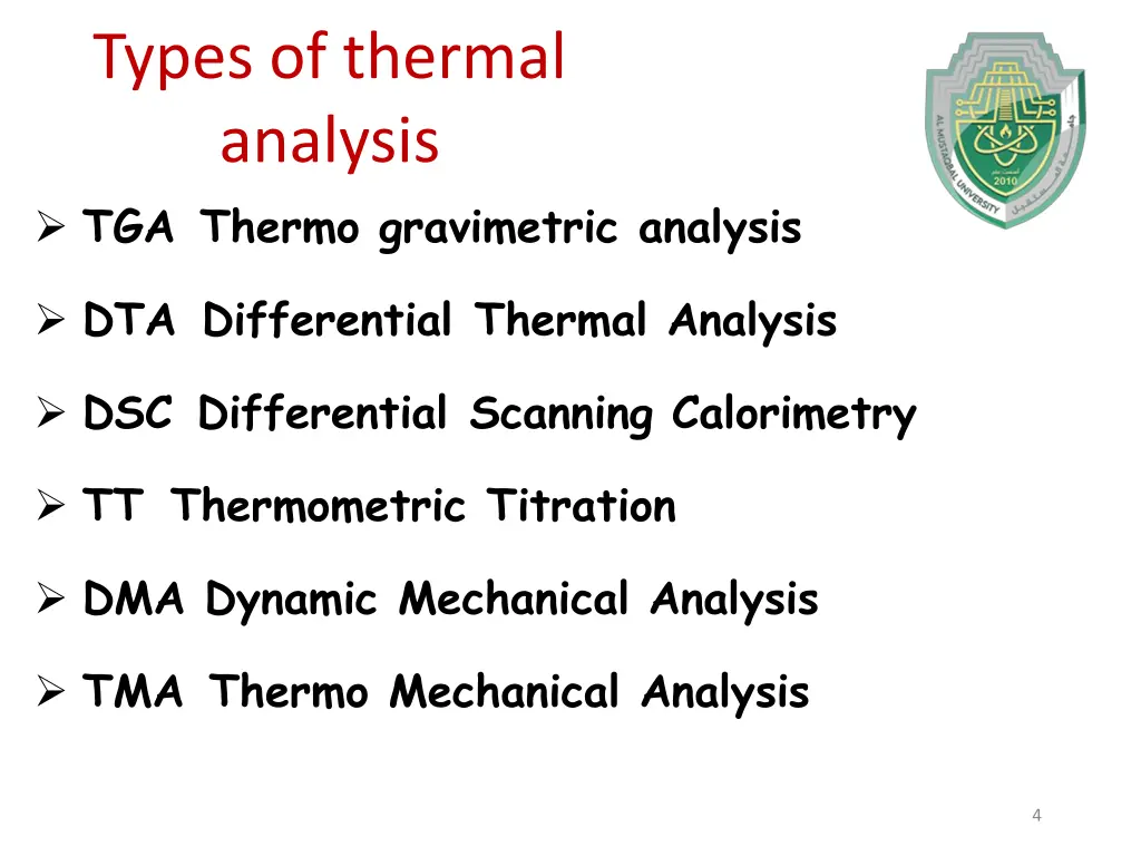types of thermal analysis tga thermo gravimetric