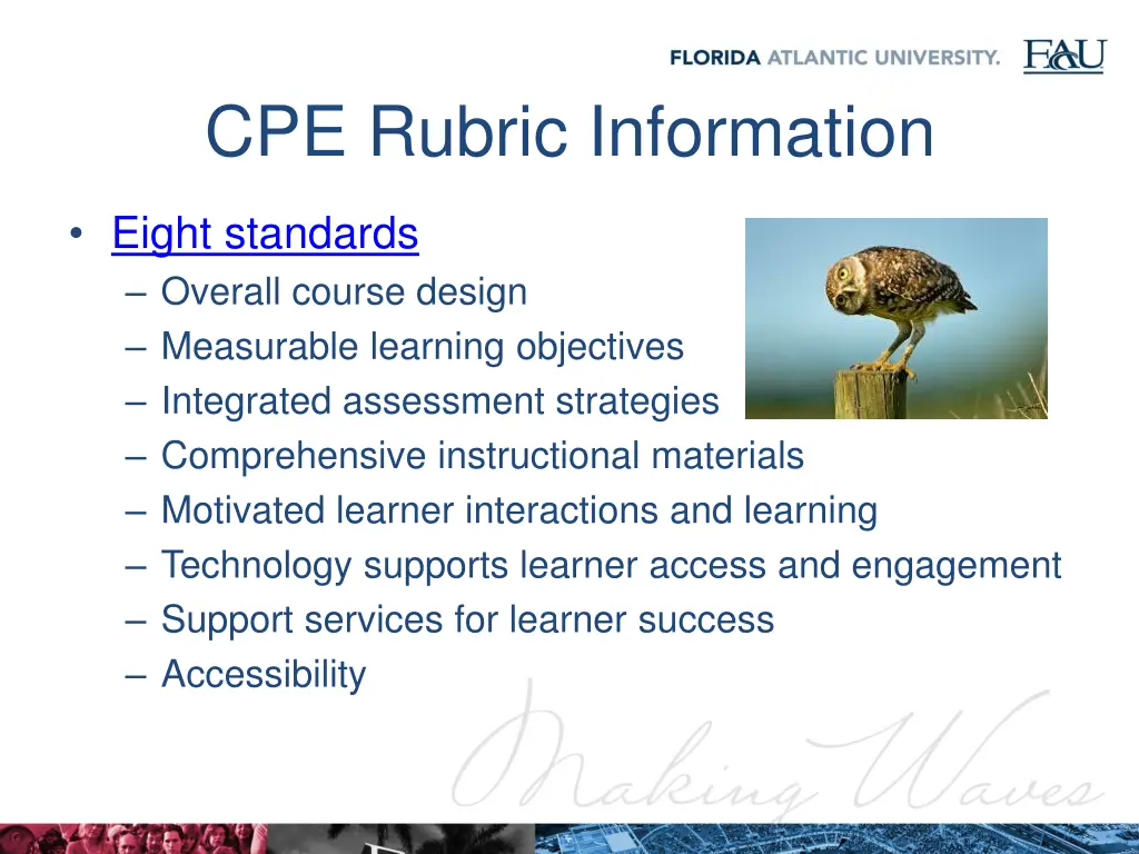 cpe rubric information