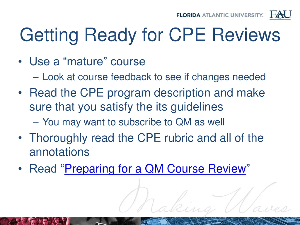 getting ready for cpe reviews