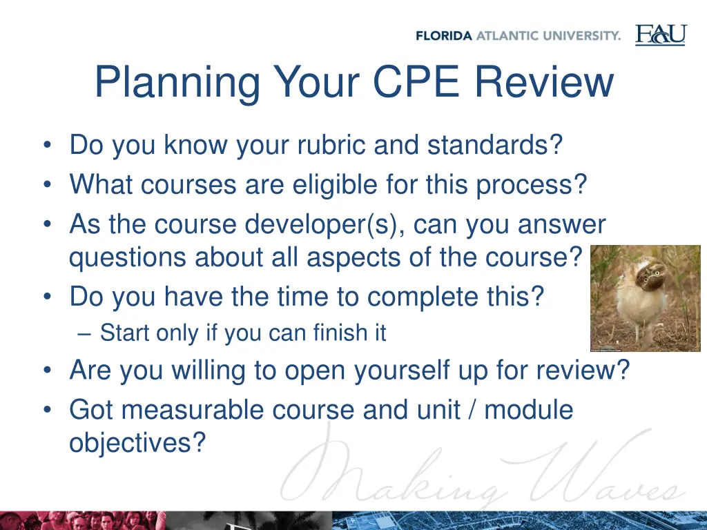 planning your cpe review