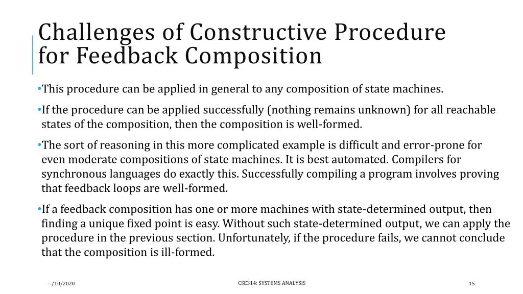 challenges of constructive procedure for feedback