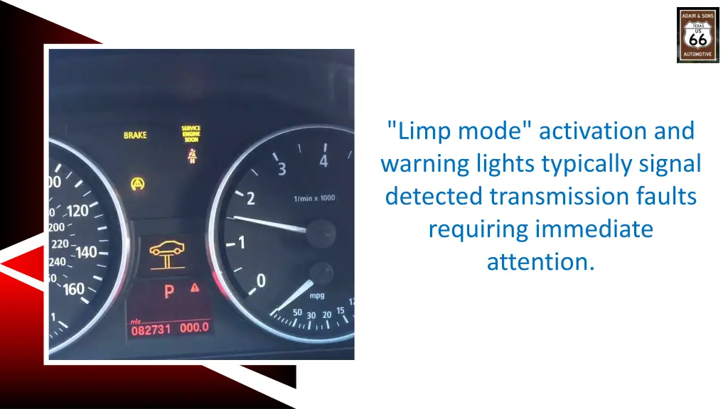 limp mode activation and warning lights typically