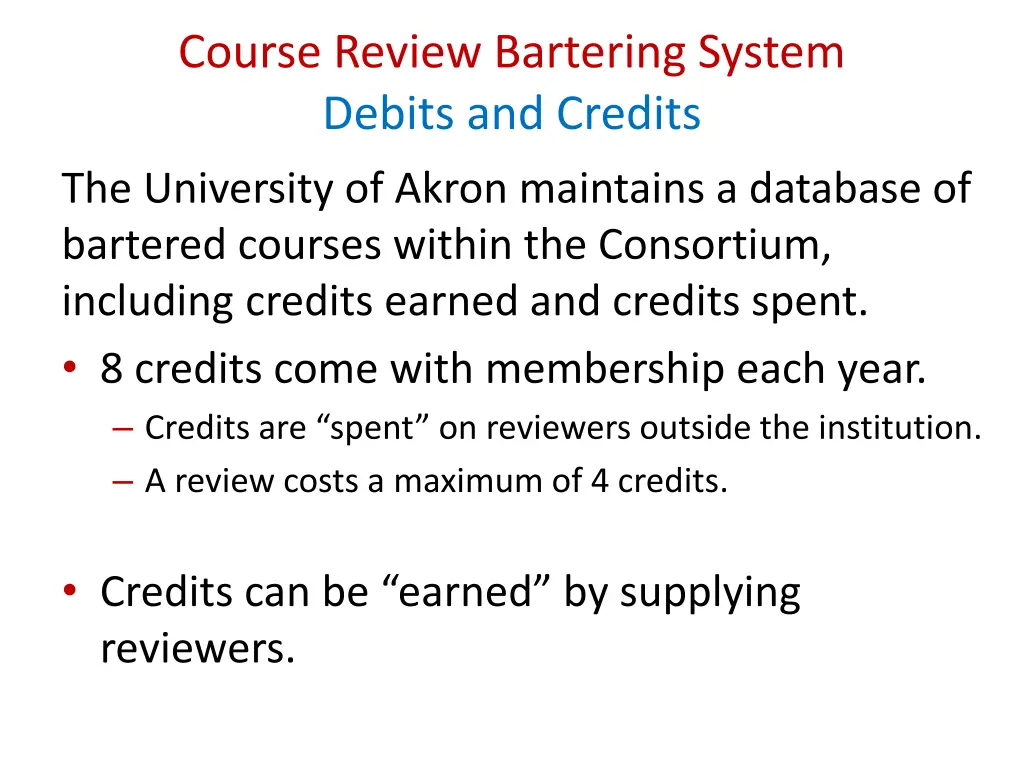 course review bartering system debits and credits