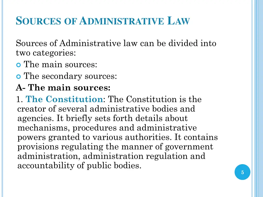 s ources of a dministrative l aw