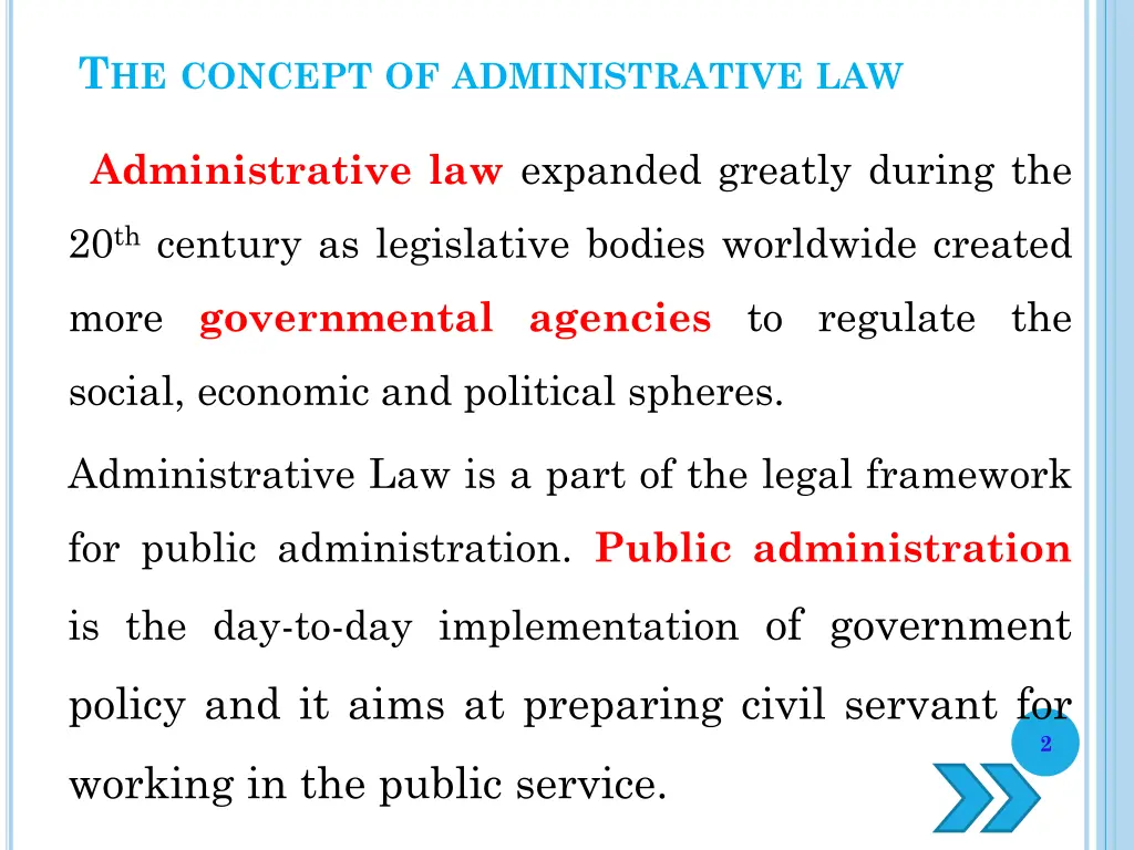 t he concept of administrative law