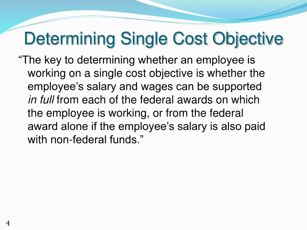 determining single cost objective