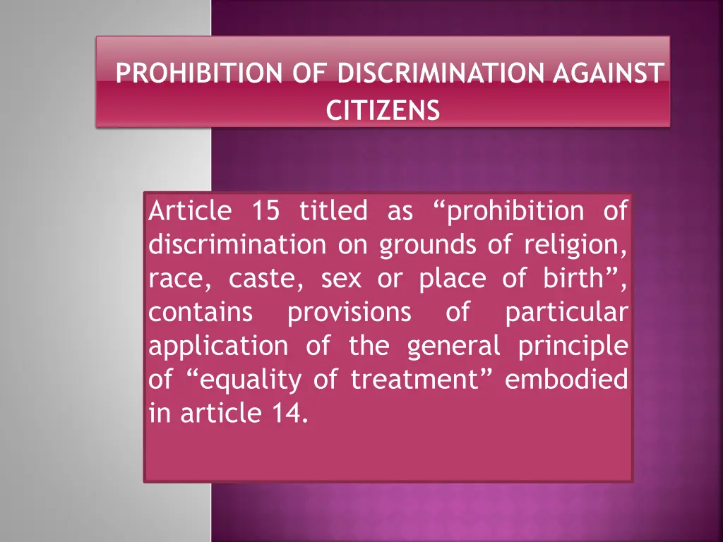 prohibition of discrimination against citizens