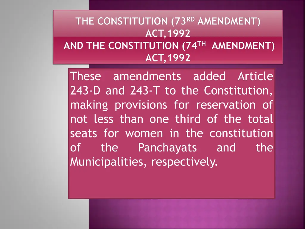 the constitution 73 rd amendment act 1992