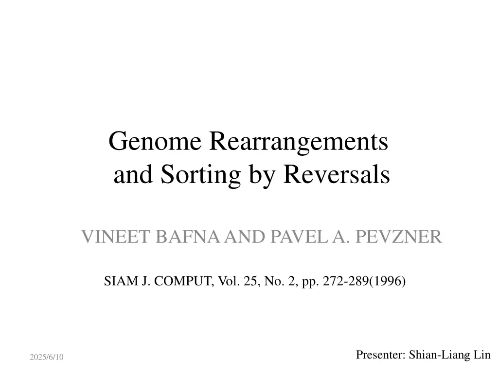 genome rearrangements and sorting by reversals
