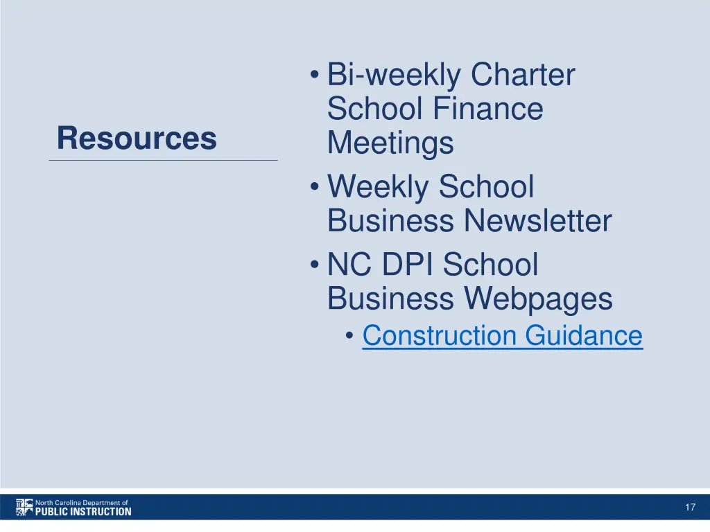 bi weekly charter school finance meetings weekly
