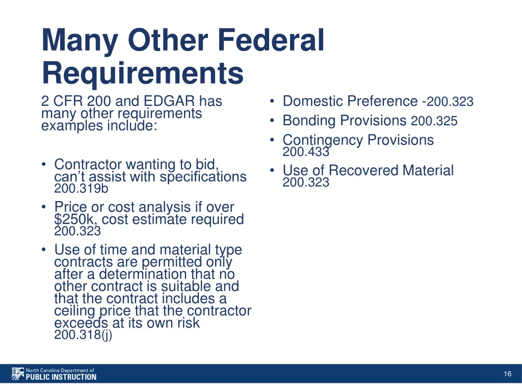 many other federal requirements