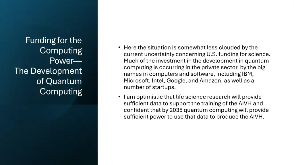 funding for the computing power the development