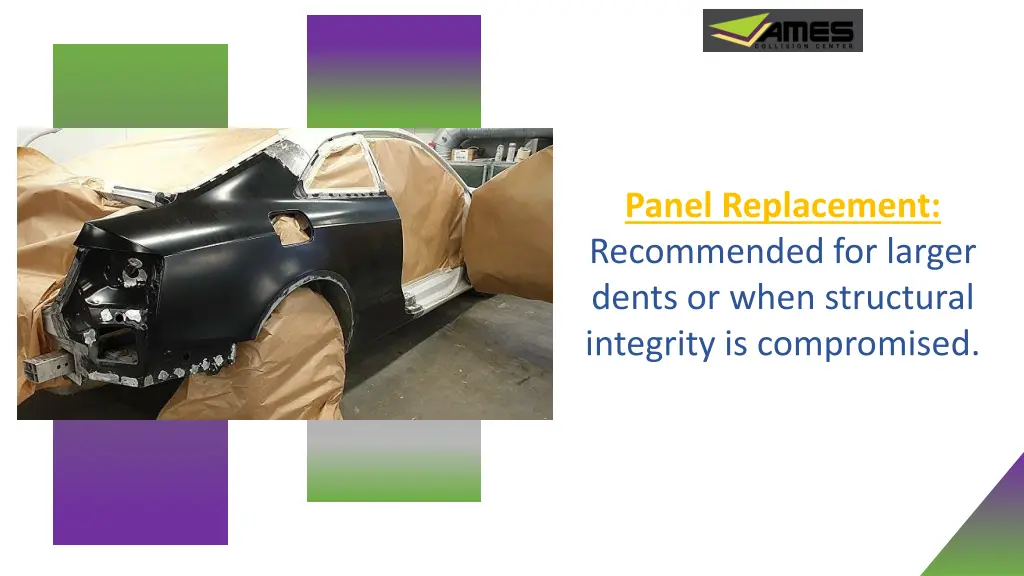 panel replacement recommended for larger dents