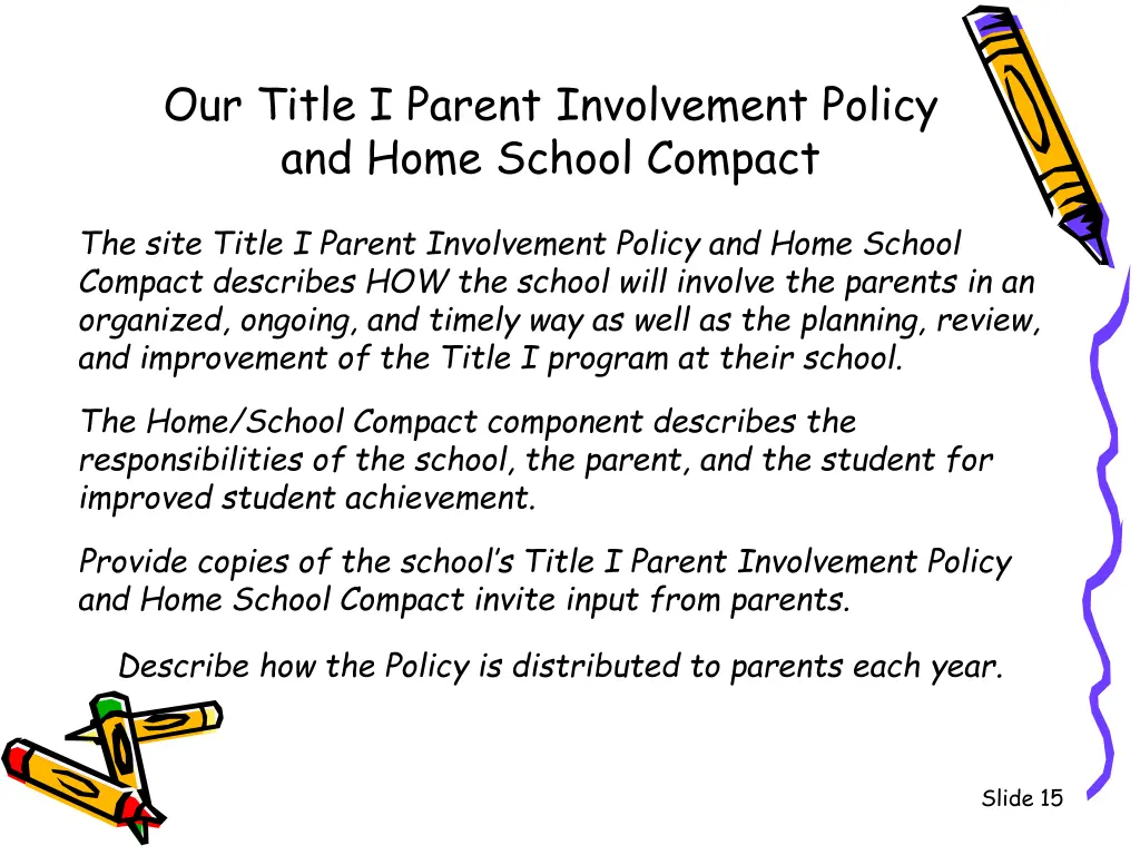 our title i parent involvement policy and home