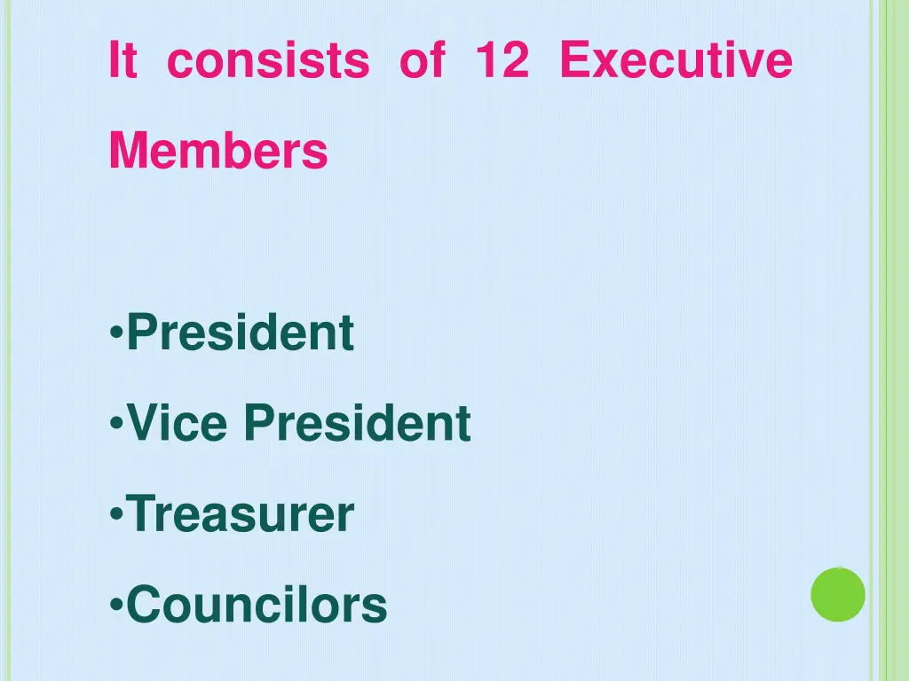 it consists of 12 executive