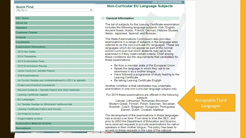 acceptable third languages