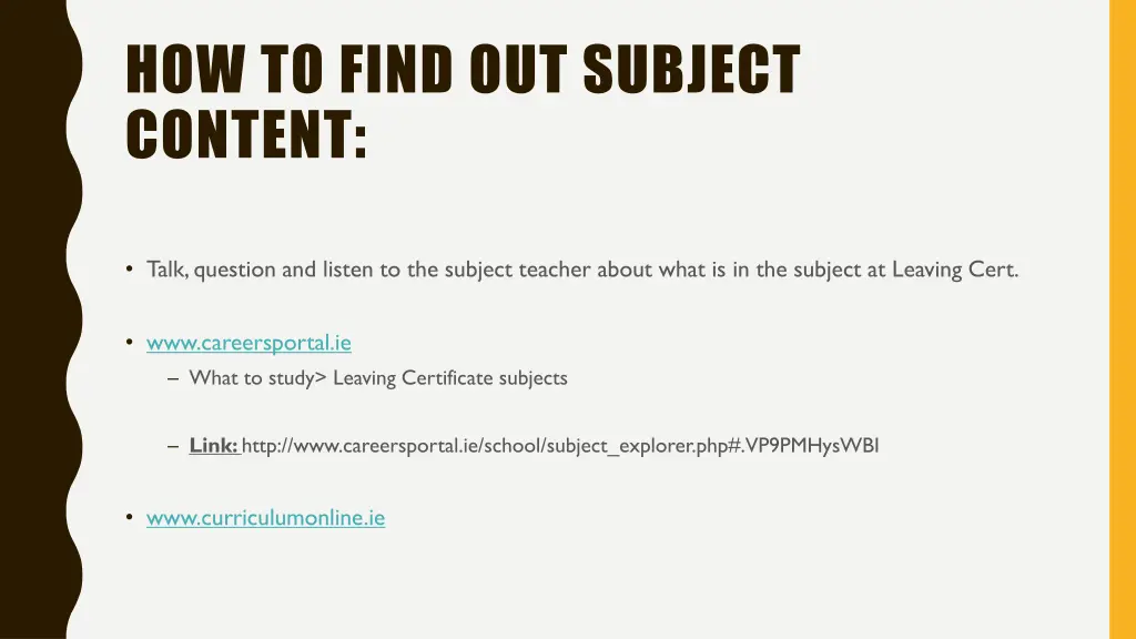 how to find out subject content