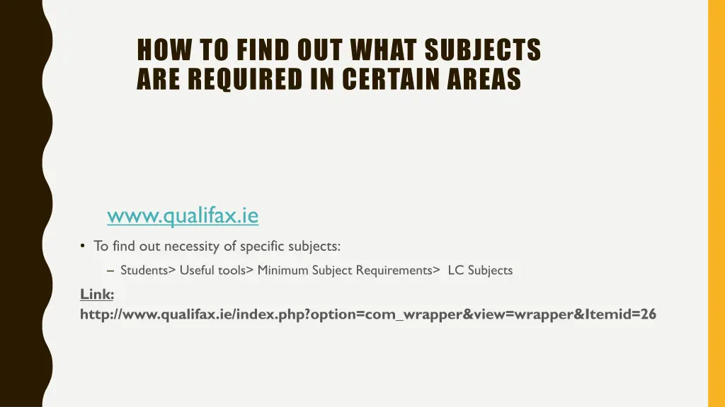 how to find out what subjects are required