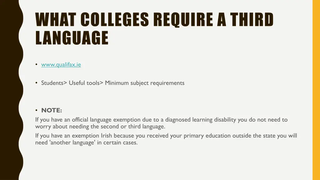 what colleges require a third language
