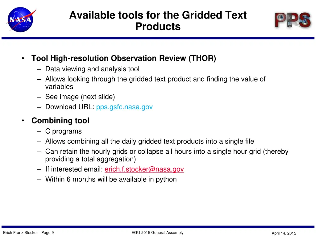 available tools for the gridded text products