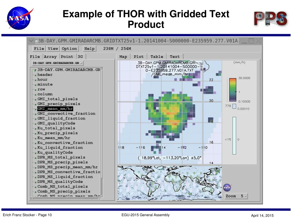 example of thor with gridded text product