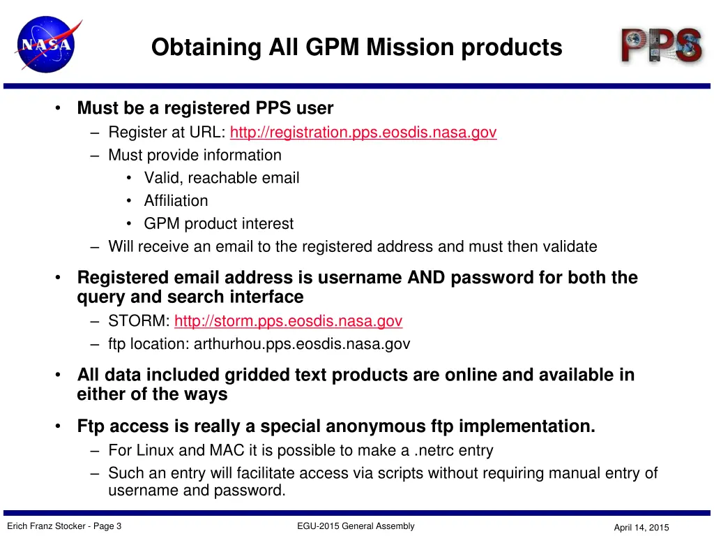 obtaining all gpm mission products