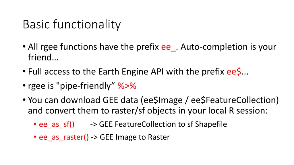 basic functionality