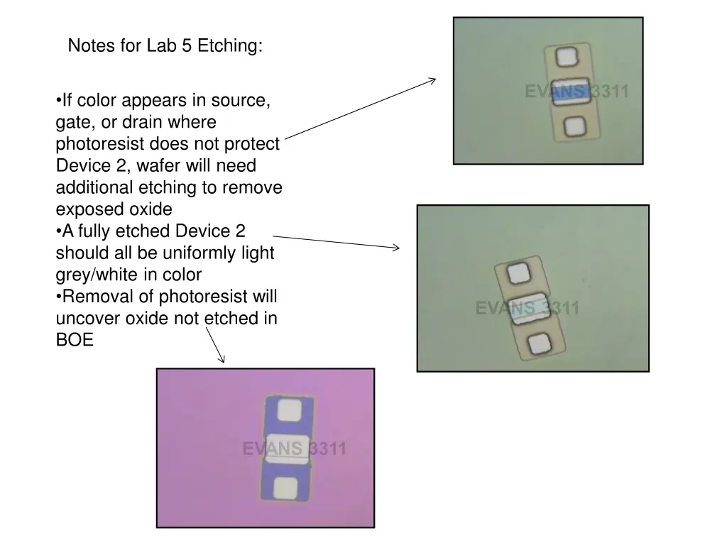notes for lab 5 etching